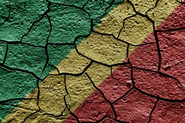 Congo Republic Flag Mud Texture Dry Crack Ground — Stock Photo, Image