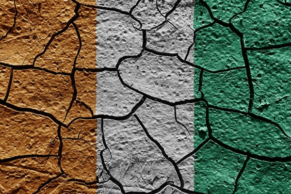 Cote Ivoire Flag Mud Texture Dry Crack Ground — Stock Photo, Image