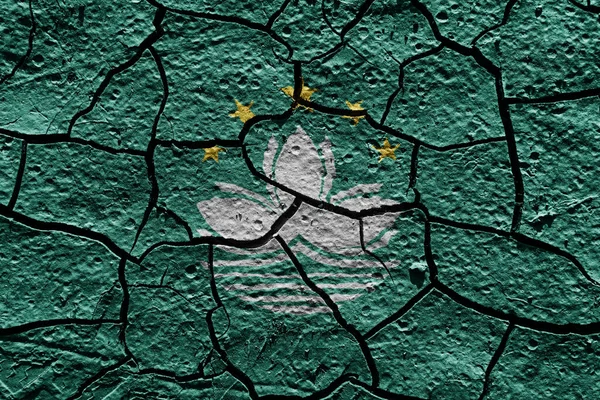Macau Flag Mud Texture Dry Crack Ground — Stock Photo, Image