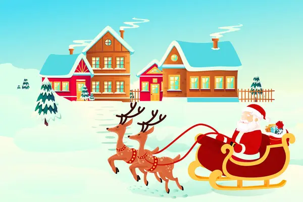 Noel Baba, ren geyiği ve kızakla Noel ve yeni yıl geçmişi