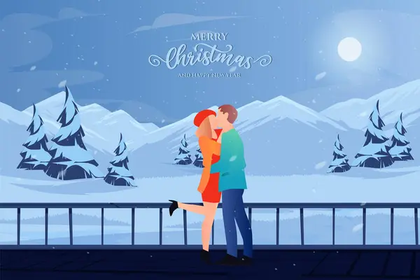 Şehirdeki bir çift. Noel arkaplanı.