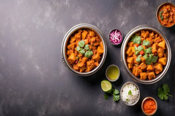 Hint masala masalası ya da Hint masala / Hint yemeği ile Hint yemeği, seçici odak, seçici odak