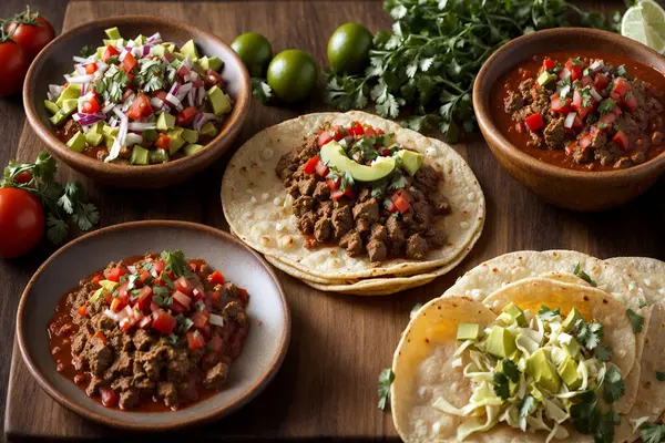 Dana etli taco, Meksika bifteği ve salsa sosu.