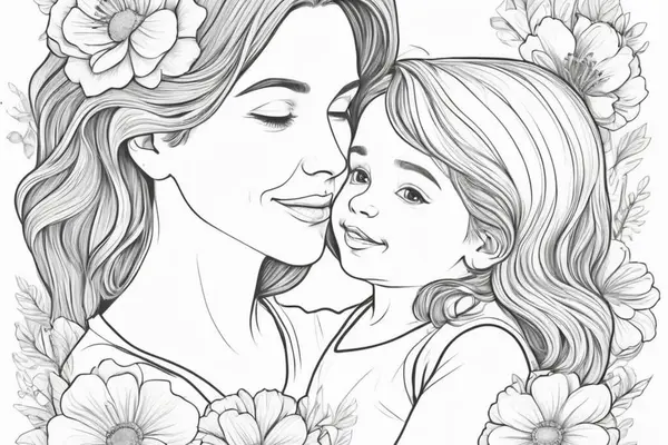 Çelenk içinde bir anne ve kızı.