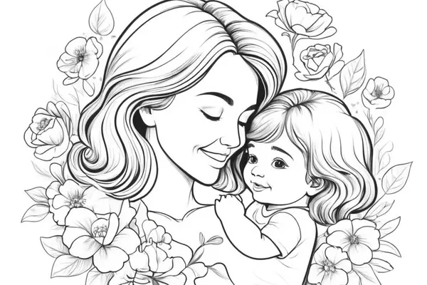 Anne ve küçük kızı bahçede.