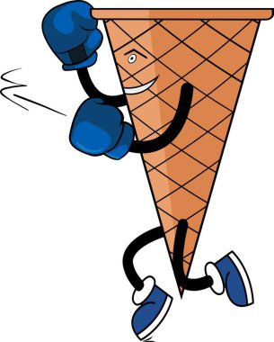 Boks dövüş konisi karakteri, boş dondurma külahı çizgi filmi Art & Illustration