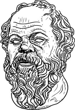 Yunan filozof Socrates 'in Atina vektörü Art & Illustration' dan yüzünün silueti