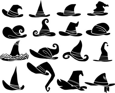 Farklı cadı şapkaları seti - Cadılar Bayramı Sanatı & İllüstrasyonu