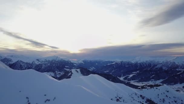 Aerial Snowy Mountain Slopes Full Powder Freeride Ski Resort Winter — Stok Video