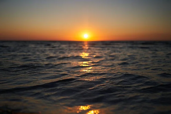 Golden Sunrise Sea Waves Sunset Ocean Soft Focus Water — Stock Photo, Image