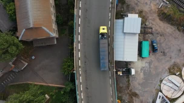 Αεροφωτογραφία Από Ψηλά Των Σιτηρών Φορτηγό Χωματερή Φορτηγό Οδήγηση Μέσα — Αρχείο Βίντεο