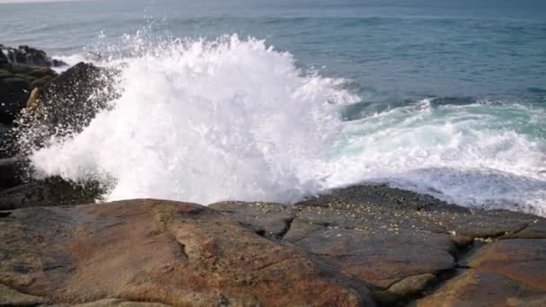Küstenlandschaft Natürliche Energie Dynamische Bewegung Ruhige Momente Meer Krachende Wellen — Stockvideo