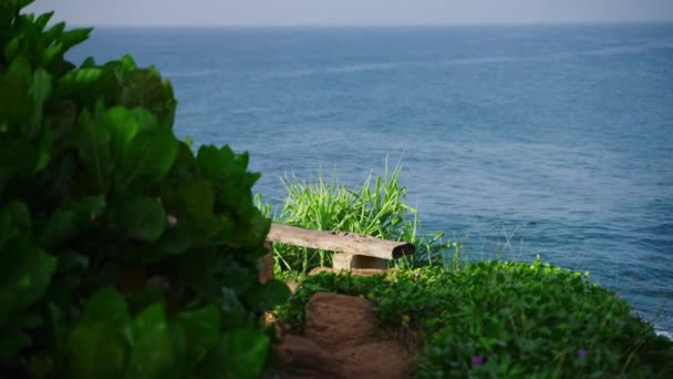 Ambiente Ideale Relax Meditazione Vista Costiera Attrae Turisti Artisti Panchina — Video Stock