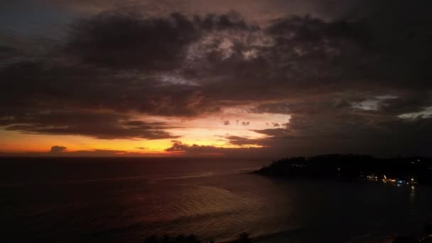Ocean Waves Tropical Dusk Aerial Landscape Fast Motion Sky Sunset — Stock Video