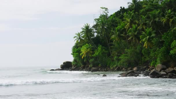 Tropische Mirissa Strand Lagune Sri Lanka Met Luxe Villa Midden — Stockvideo