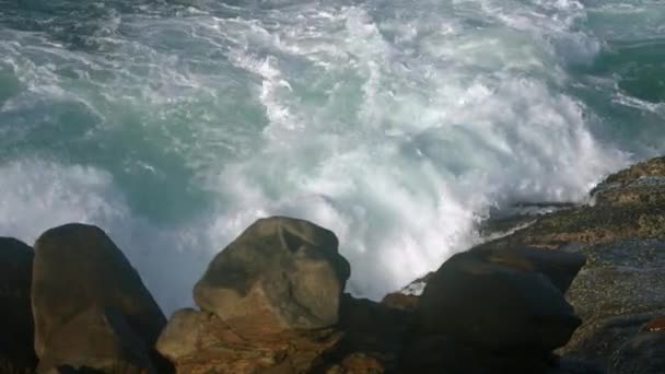 Paisaje Marino Representa Fuerza Naturaleza Erosión Costera Acción Las Olas — Vídeo de stock