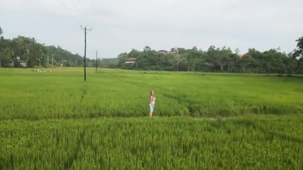Alleinreisende Genießen Die Ruhe Üppigen Grün Luftaufnahme Einer Frau Einem — Stockvideo