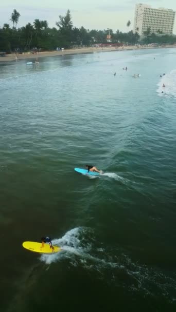 2023 Weligama Beach Sri Lanka Trains Surfeurs Novices Pagaies Mer — Video