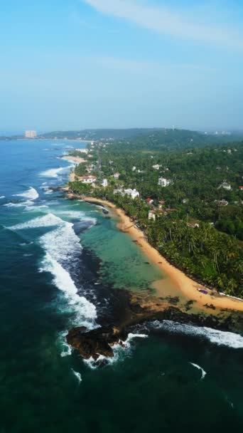 스리랑카의 다와엘라 석호의 전망은 이상적인 이국적인 목적지를 구현하는 무성한 녹지로 — 비디오