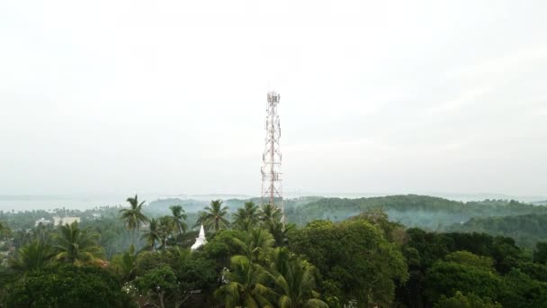 Infrastruktura Techniczna Umożliwia Telekomunikację Zapewnia Łączność Widok Powietrza Wieżę Komórkową — Wideo stockowe