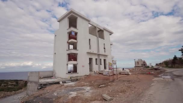 Sahil Kenarındaki Villa Inşaatı Sürüyor Deniz Kenarında Lüks Evler Inşa — Stok video