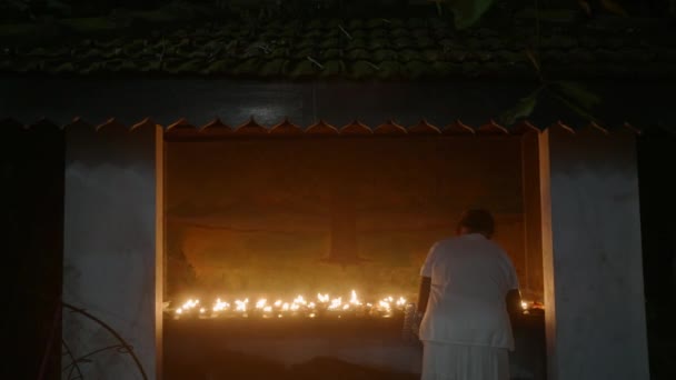Worshipers Practice Devotion Illuminate Shrine Create Peaceful Ambiance Prayer Meditation — Stock Video