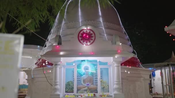 Seren Buddhistisk Helligdom Vann Som Kaster Ned Strenger Levende Lotusdesign – stockvideo