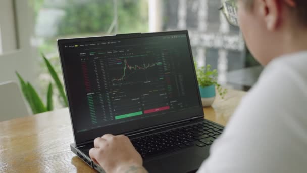 Analyzing Real Time Trading Data Investment Strategies Focused Individual Monitors — Stock Video