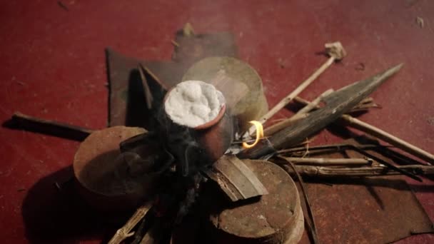 Milk Overflows Clay Pot Vesak Celebration Honoring Buddha Sri Lankan — Stock Video