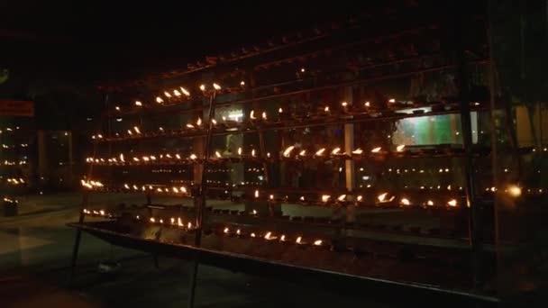 Lampy Olejne Buddyjskiej Rozci Gaczu Olej Lampa Czciciel Oświetlenie Stupa — Wideo stockowe