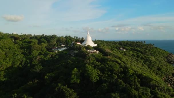 Templo Entre Árvores Densas Simboliza Tranquilidade Cultura Ideal Para Espiritual — Vídeo de Stock