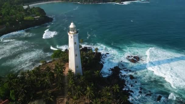 Surrounded Dense Palms Landmark Guides Mariners Safely Drone Footage Reveals — Stock Video