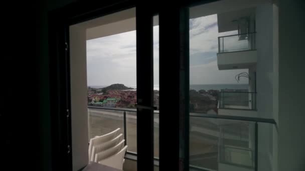 2021 Богаз Северный Кипр Современная Квартира Вид Балкон Дизайн Интерьера — стоковое видео