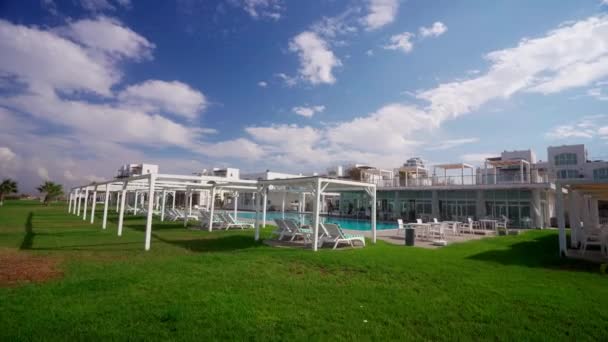 2021 Ghaziveran Norte Chipre Afrodite Beachfront Resort Propriedade Luxo Beira — Vídeo de Stock