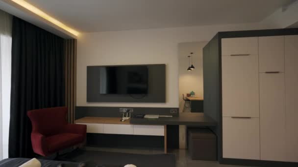 2021 Iskele Nordzypern Cortyard Long Beach Resort Modernes Apartment Interieur — Stockvideo