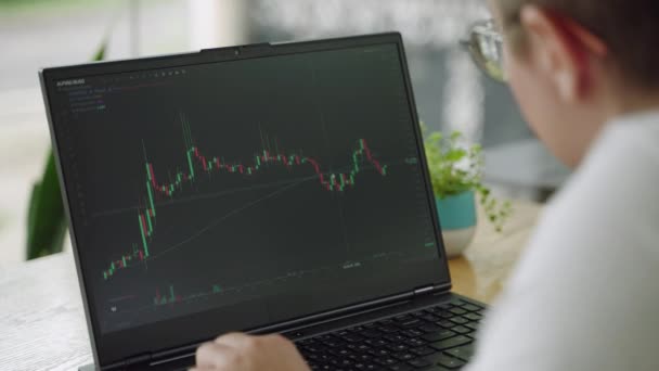 Person Bedriver Marknadsanalys Granskar Trender Förutspår Investeringar Marknads Analytiker Undersöker — Stockvideo