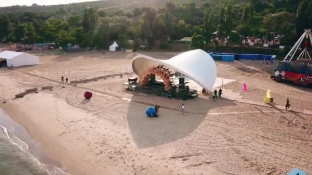 2021 Mariupol City Festival Ukraine Drohnen Luftaufnahmen Strand Musikfestival Mit — Stockvideo