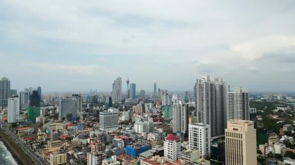 Urban Development Contrasts Green Spaces Aerial Shot Colombo Cityscape Modern — Stock Video