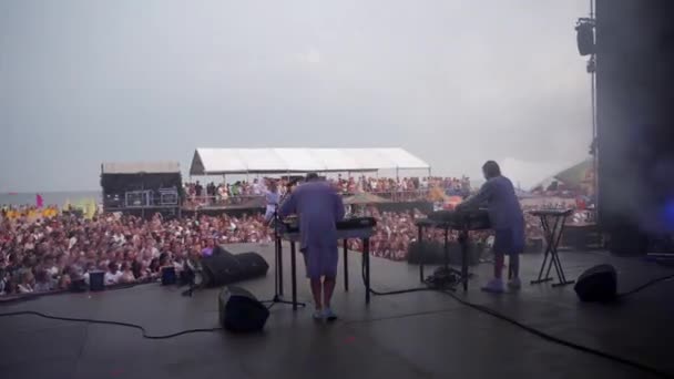 2021 Mariupol City Festival Ukraine Musicians Entertain Fans Outdoor Concert — Stock Video