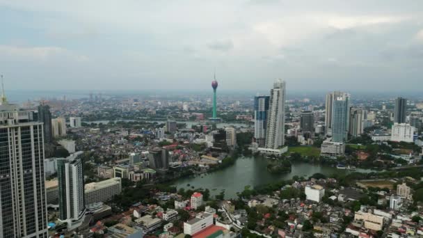 Expansive Horizon Urban Development Meet Natural Beauty Aerial View Colombo — Stock Video