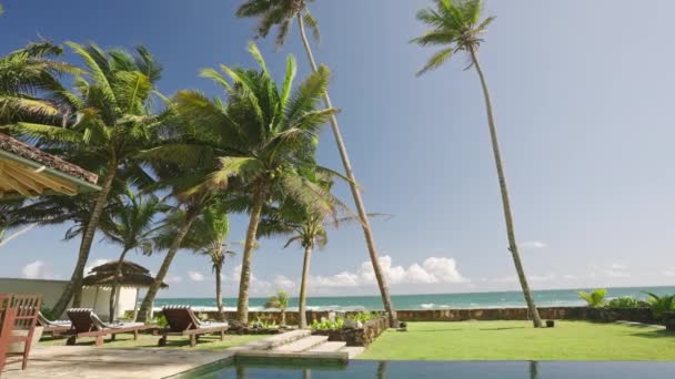 Vue Imprenable Villa Paysage Marin Océan Avec Vagues Palmiers Feuilles — Video