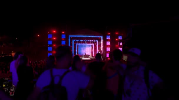 2021 Mariupol City Festival Ucrania Escenario Ilumina Con Colores Vibrantes — Vídeo de stock
