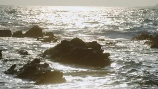 Golden Hour Illuminates Splashing Water Creating Tranquil Scene Perfect Wellness — Stock Video