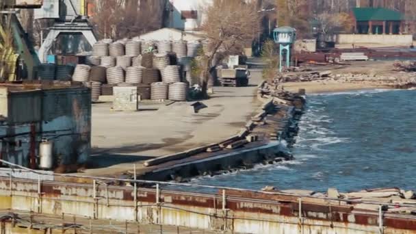 Zánik Námořního Průmyslu Renovační Projekty Historická Loděnice Azov Mariupolu Vystavuje — Stock video