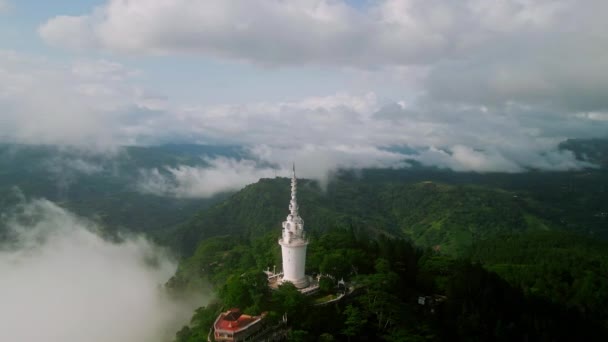 Luchtfoto Van Heilige Architectuur Staat Hoog Omgeven Door Groen Drone — Stockvideo