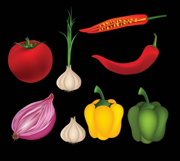 Eco Food Set Menu Background Vector Illustration Graphics Garlic Salad — Stock Vector