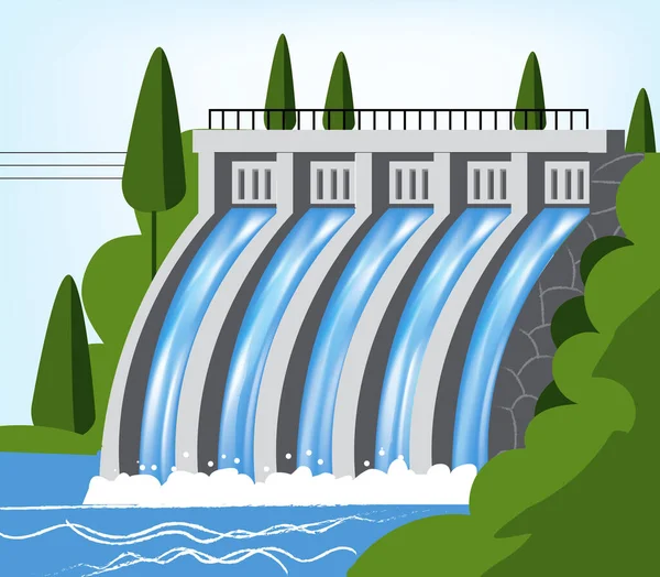 Scorte Vettoriali Della Diga Idroelettrica — Vettoriale Stock