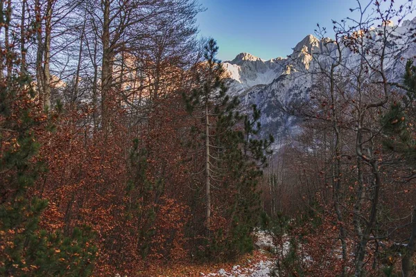 Beautiful autumn hiking and trekking trails of Valbona Pass, Albania.