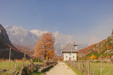 Small simple church in rural village of Theth, Albania.