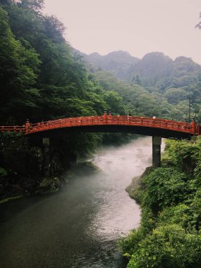 Shinkyo Bridge in Nikko, Japan. Traditional Japanese Red Bridge. High quality photo clipart